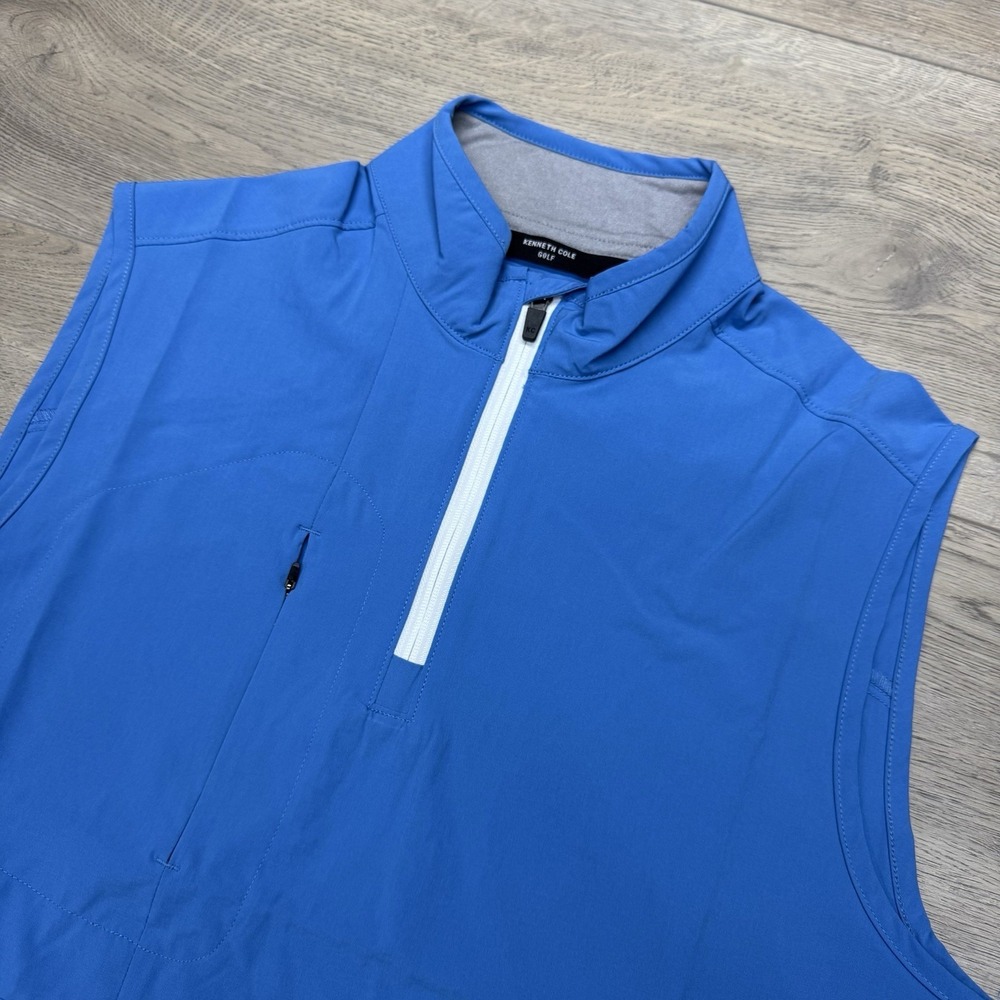 NWOT Kenneth Cole Golf Blue 1/4 Zip Windbreaker Pullover Vest Men's Sz S‎